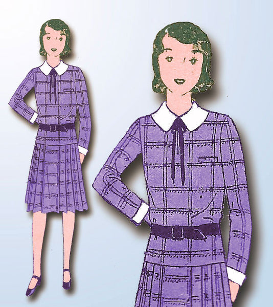1930s Vintage Butterick Sewing Pattern 4042 Junior Girls Flapper Dress Size 31 B - Vintage4me2