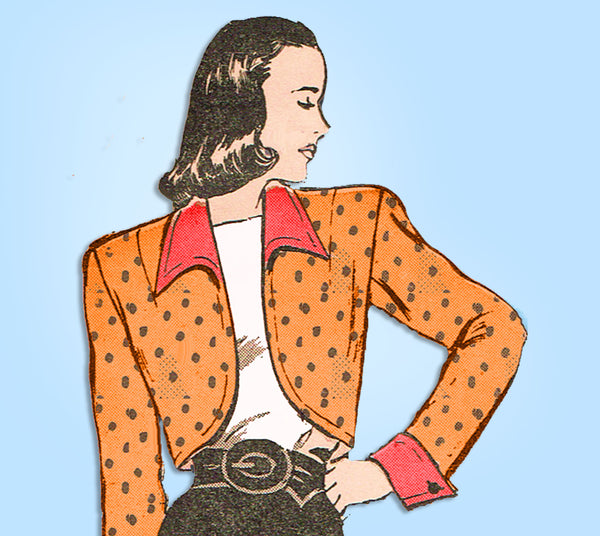 1940s Vintage Butterick Sewing Pattern 4070 Misses Bolero Jacket Set Sz 30 Bust - Vintage4me2
