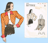 1940s Vintage Butterick Sewing Pattern 4070 Misses Bolero Jacket Set Sz 30 Bust - Vintage4me2