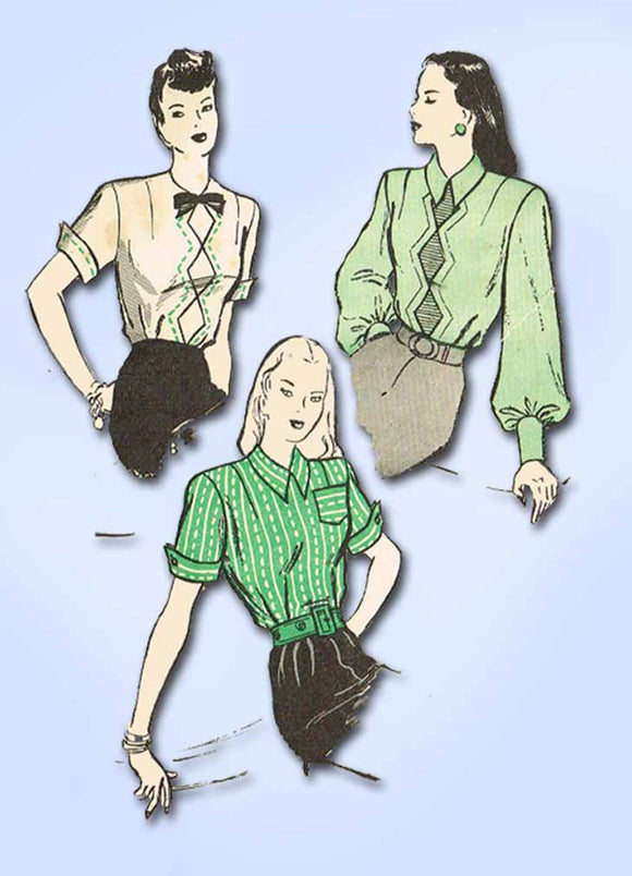 1940s Vintage Butterick Sewing Pattern 4073 Misses Inset Blouse Size 14 32 Bust - Vintage4me2