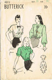 1940s Vintage Butterick Sewing Pattern 4073 Misses Inset Blouse Size 14 32 Bust - Vintage4me2