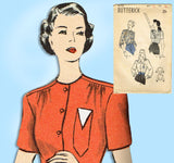 1940s Vintage Butterick Sewing Pattern 4145 Misses WWII Blouse Size 34 Bust