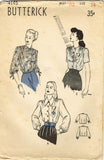 1940s Vintage Butterick Sewing Pattern 4145 Misses WWII Blouse Size 34 Bust