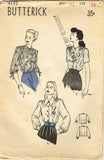 1940s Vintage Butterick Sewing Pattern 4145 Misses WWII Blouse Size 34 Bust
