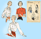 1940s Vintage Butterick Sewing Pattern 4145 Misses WWII Blouse Size 34 Bust