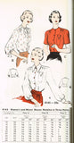 1940s Vintage Butterick Sewing Pattern 4145 Misses WWII Blouse Size 34 Bust