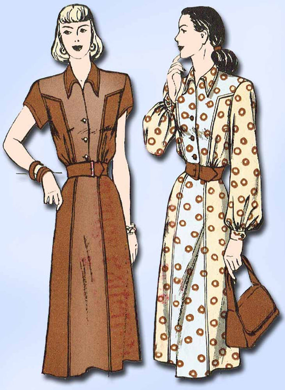 1940s Vintage Butterick Sewing Pattern 4202 Uncut Misses Petite Dress Size 34 B - Vintage4me2
