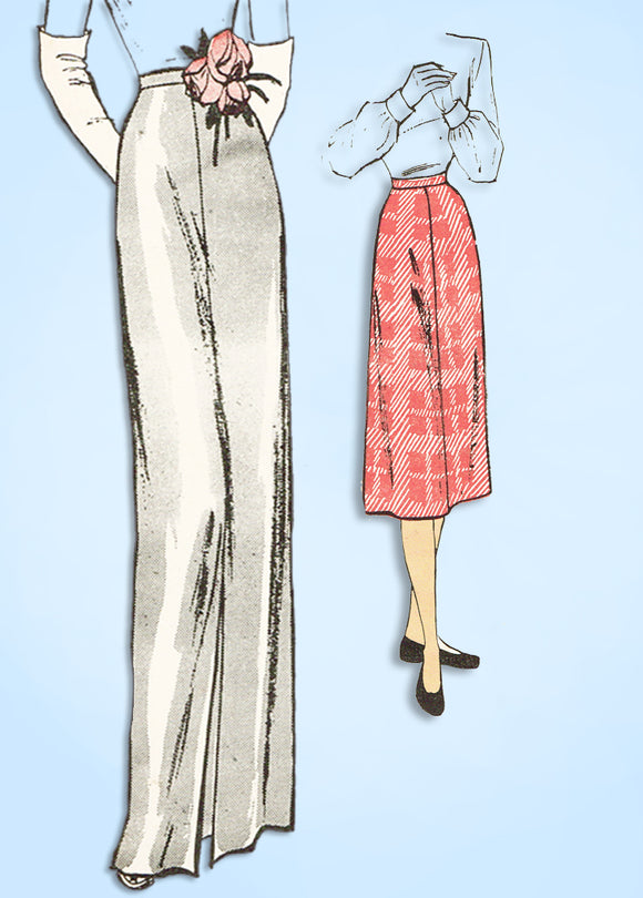1940s Original Vintage Butterick Pattern 4235 Easy Misses Day or Night Skirt 24W