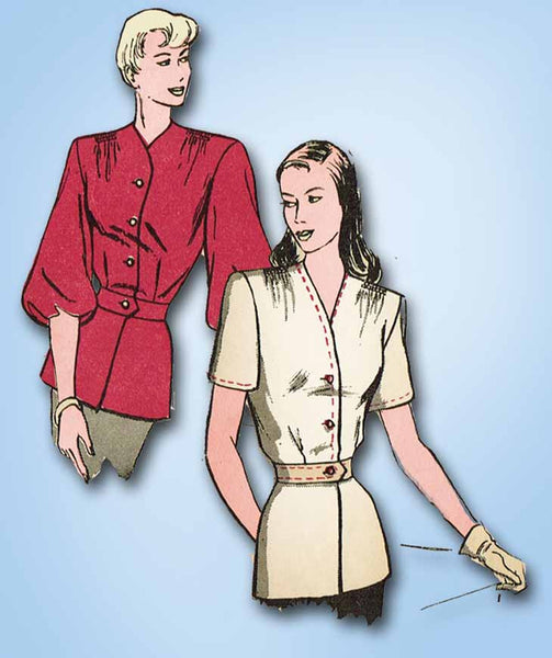 1940s Vintage Butterick Sewing Pattern 4253 Misses Peplum Blouse Size 12 30 Bust - Vintage4me2