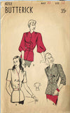 1940s Vintage Butterick Sewing Pattern 4253 Misses Peplum Blouse Size 12 30 Bust - Vintage4me2