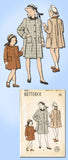 1940s Vintage Butterick Sewing Pattern 4261 Toddler Girls Flared Coat Size 6 - Vintage4me2
