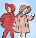 1940s Vintage Butterick Sewing Pattern 4270 WWII Toddler Girls Coat & Bonnet Sz1 - Vintage4me2