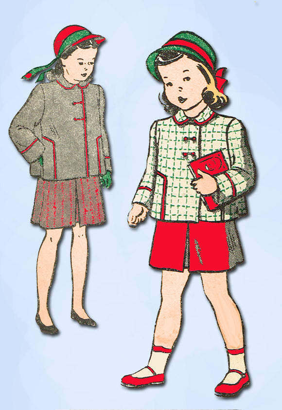 1940s Vintage Butterick Sewing Pattern 4280 Little Girls Boxy Suit Size 8 26 B - Vintage4me2