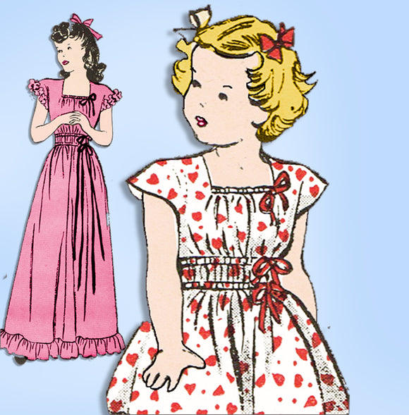 1940s Vintage Butterick Sewing Pattern 4313 Easy Toddler Girls Dress or Gown Sz6