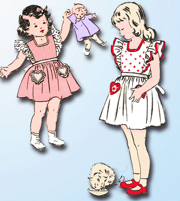 1940s Vintage Butterick Sewing Pattern 4515 Toddler Girls Pinafore Dress Size 2 - Vintage4me2