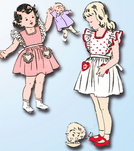 1940s Vintage Butterick Sewing Pattern 4515 Toddler Girls Pinafore Dress Size 2 - Vintage4me2