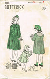 1940 Vintage Butterick Sewing Pattern 4568 Toddler Girls Flared Coat Size 6 24 B - Vintage4me2