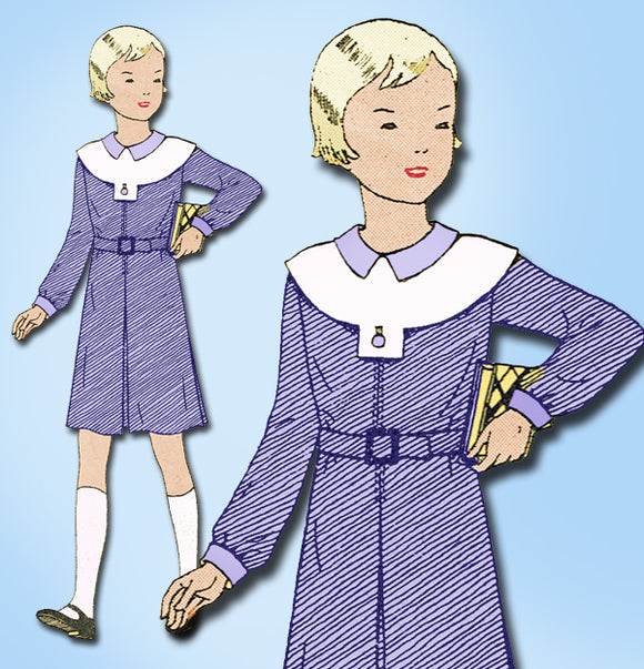 Butterick 4714: 1930s Vintage Sewing Pattern Uncut Girls Art Deco Dress Size 8 vintage4me2