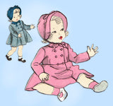 Butterick 4786: 1940s Cute Baby Girls Coat & Bonnet Sz 1 Vintage Sewing Pattern