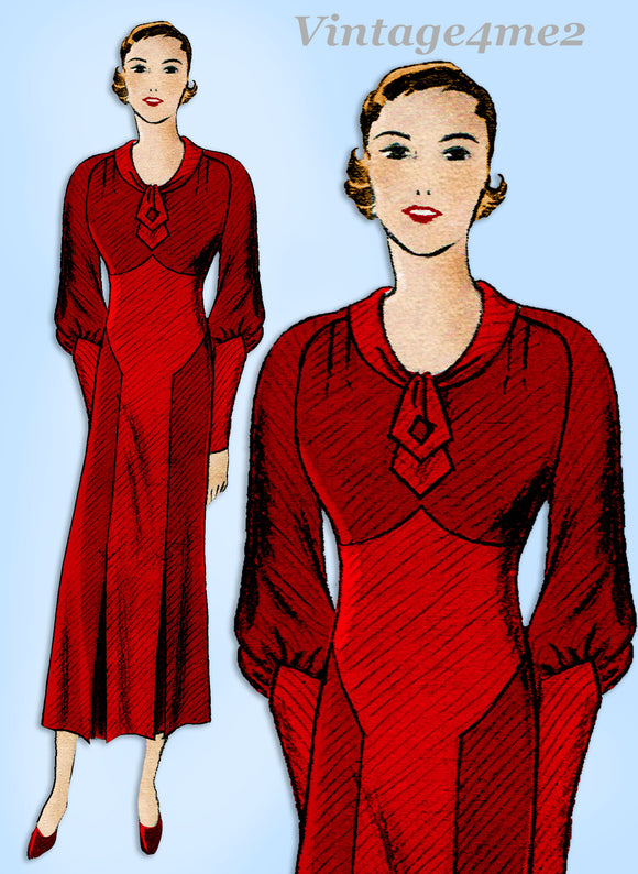 Butterick 4796: 1930s Glamorous Misses Dress Size 36 Bust Vintage Sewing Pattern