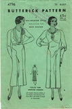 Butterick 4796: 1930s Glamorous Misses Dress Size 36 Bust Vintage Sewing Pattern