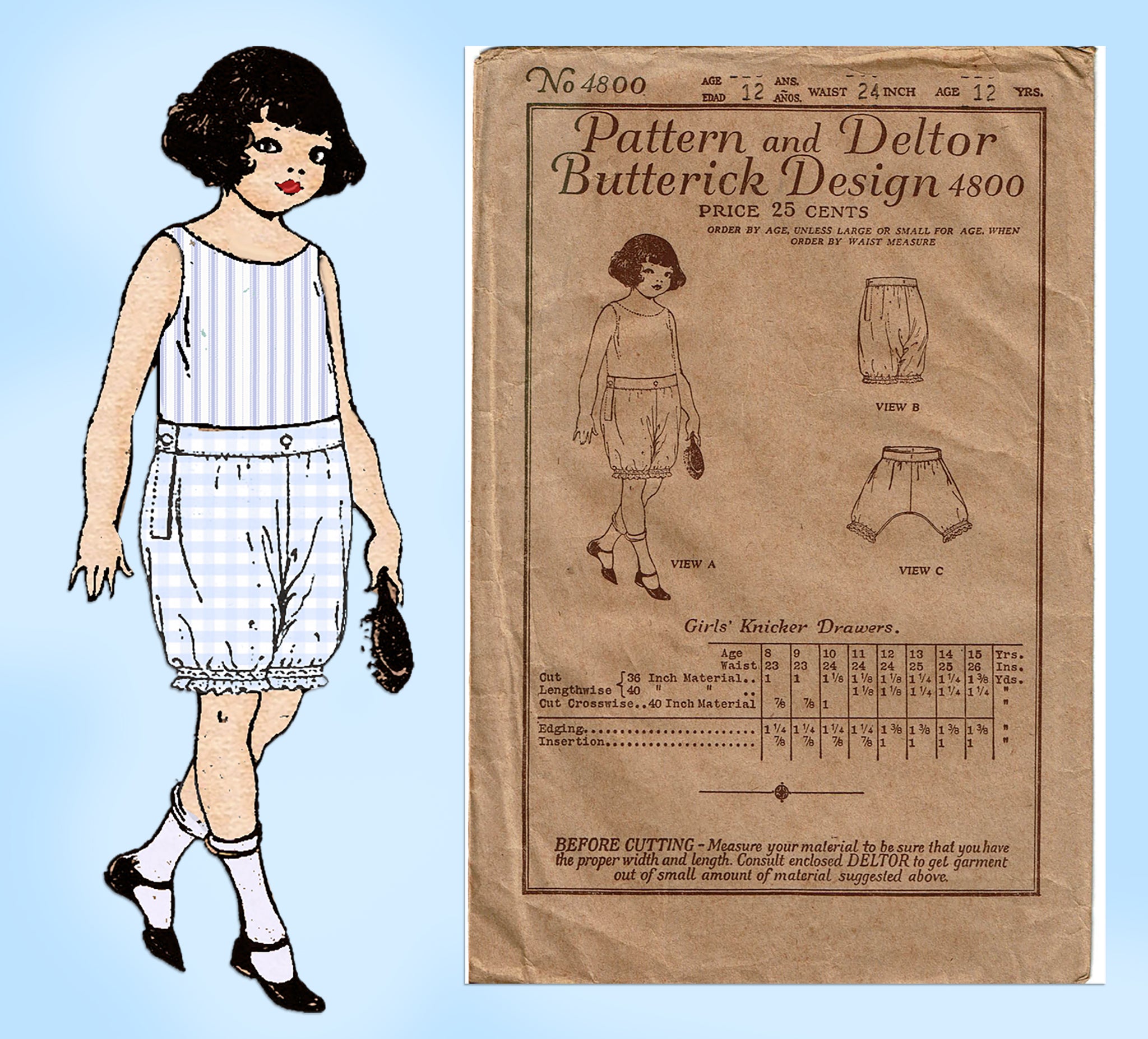 Butterick 4800: 1920s Uncut Girls Bloomers Sz12 Vintage Sewing Pattern –  Vintage4me2