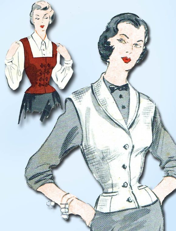 1940s Vintage Butterick Sewing Pattern 4835 Misses Jacket & Weskit Size 16 34 B - Vintage4me2