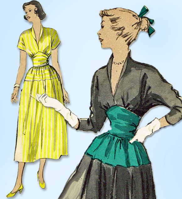 1940s Original Vintage Butterick Pattern 4922 Misses Afternoon Dress Size 30 B
