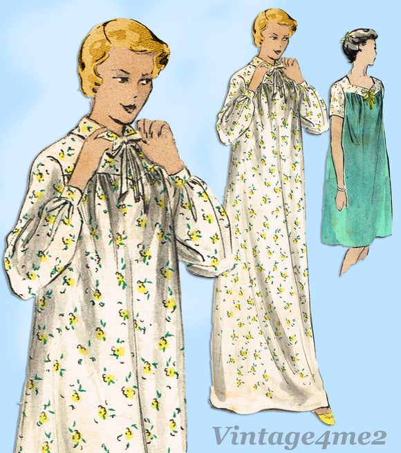 Butterick 4928: 1940s Uncut Misses Nightgown Size 32 Bust Vintage Sewing Pattern - Vintage4me2