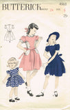Butterick 4960: 1940s Cute Toddler Girls Dress Sz 6 Vintage Sewing Pattern