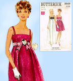 1960s Vintage Butterick Sewing Pattern 5049 Junior Misses Prom Dress Sz 34 B