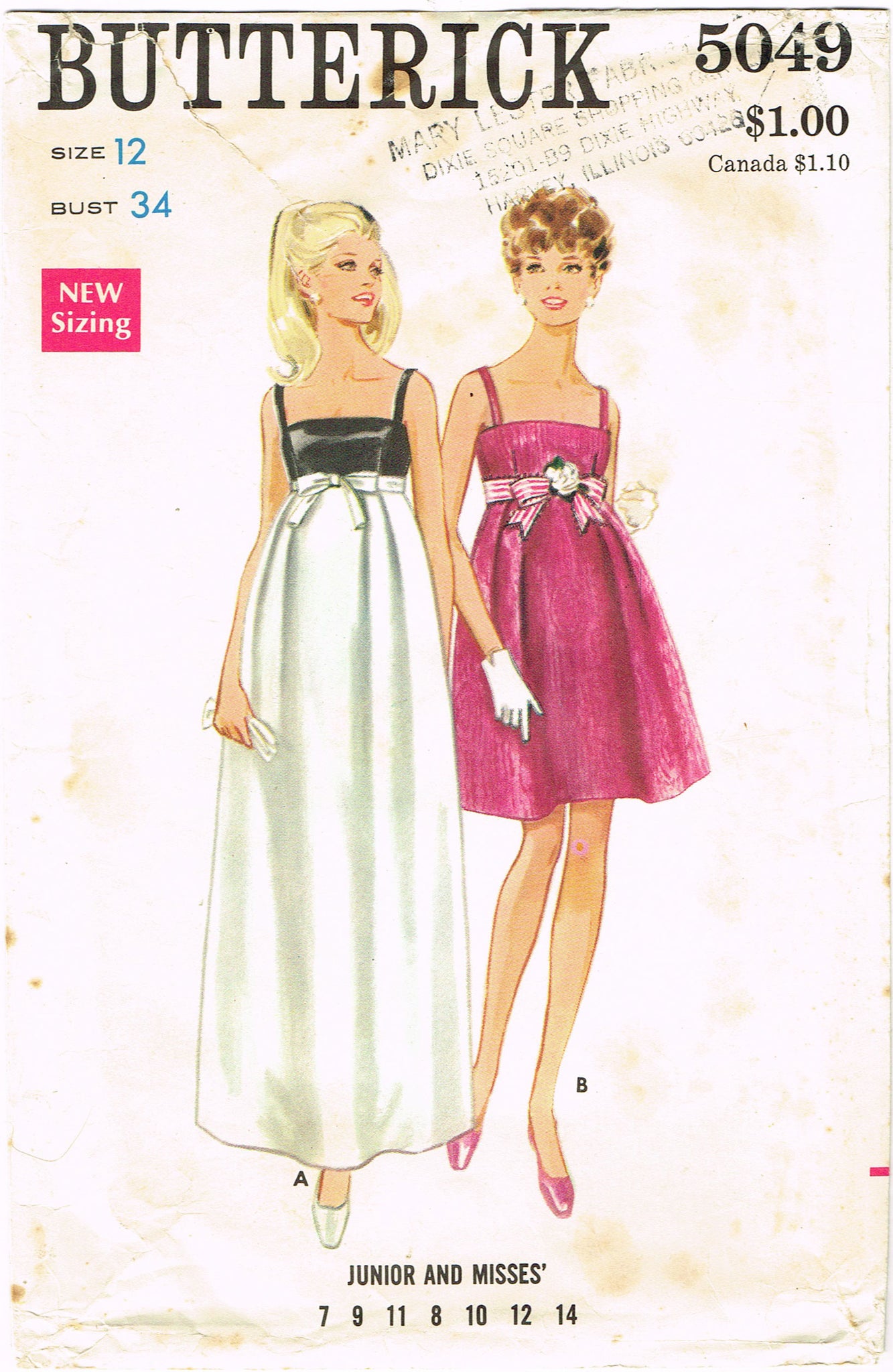 butterick prom dress patterns 1950s Off Shoulder Prom Dress Pattern Bust 34