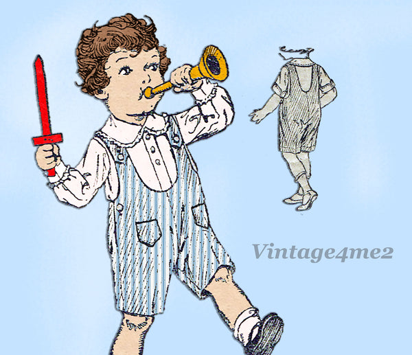 Butterick 5098: 1920s Rare Sweet Baby Boys Romper Size 2 Vintage Sewing Pattern