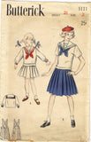 1940s Vintage Butterick Sewing Pattern 5111 Toddler Girls Middy Sailor Suit Sz 2