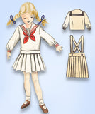 1940s Vintage Butterick Sewing Pattern 5111 Toddler Girls Middy Sailor Suit Sz 2