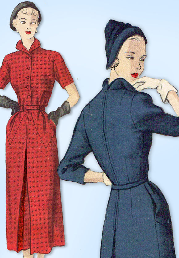 1950s Original Vintage Butterick Pattern 5184 Stunning Misses Day Dress Size 32B