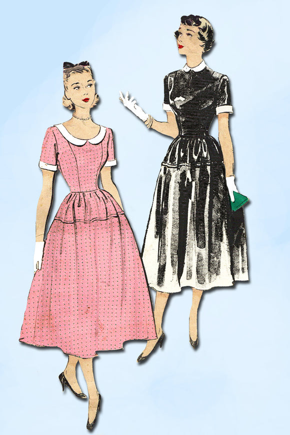 1950s Vintage Butterick Sewing Pattern 5226 Quick & Easy Misses Dress Sz 16 34B