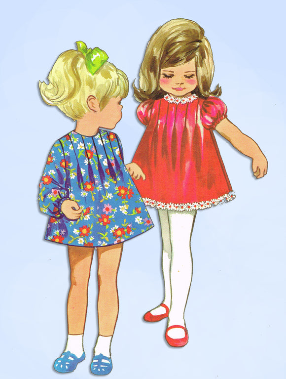 1960s Vintage Butterick Sewing Pattern 5362 Toddler Girls Tucked Dress Size 6 mos by Vintage4me2
