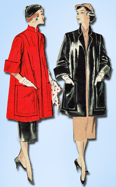 1950s Vintage Butterick Sewing Pattern 5421 Easy Misses Swagger Coat Size 14 32B