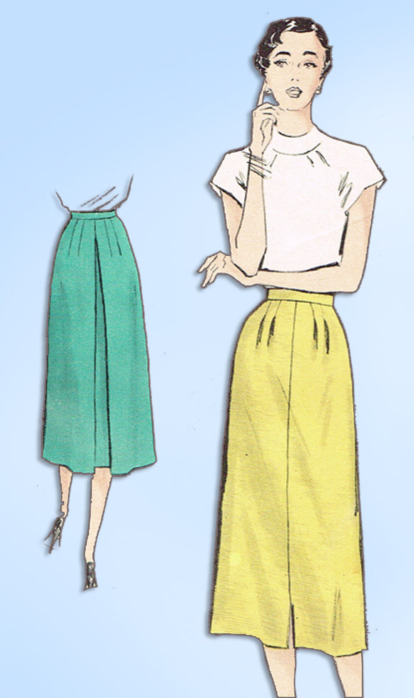 1950s Vintage Butterick Sewing Pattern 5450 Quick & Easy Misses Skirt Size 24 W