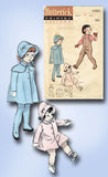1950s Vintage Butterick Sewing Pattern 5465 Toddler Girls Coat & Bonnet Size 2