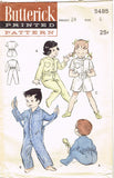 1950s Vintage Butterick Sewing Pattern 5485 Uncut Toddler Girls 1 Pc Pajamas Sz6