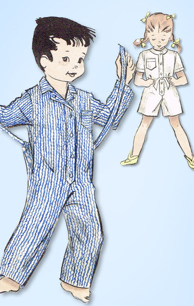 1950s Vintage Butterick Sewing Pattern 5485 Uncut Toddler Girls 1 Pc Pajamas Sz6