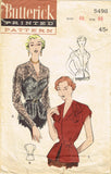 Butterick 5498: 1950s Plus Size Evening Blouse Sz 46 B Vintage Sewing Pattern