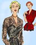 Butterick 5498: 1950s Plus Size Evening Blouse Sz 46 B Vintage Sewing Pattern