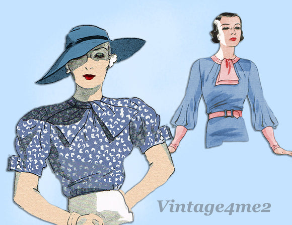 Butterick 5469: 1930s Misses Tuck-In Blouse Size 38 Bust Vintage Sewing Pattern