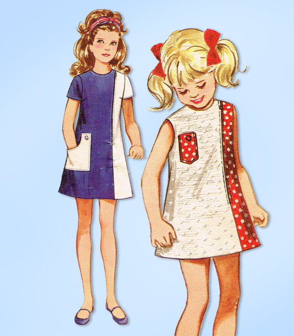 1960s Original Vintage Butterick Pattern 5666 Easy Toddler Girls Dress Size 6