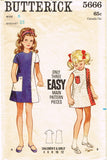 1960s Original Vintage Butterick Pattern 5666 Easy Toddler Girls Dress Size 6