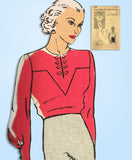 1930s Vintage Butterick Sewing Pattern 5669 Stunning Misses Blouse Size 32 Bust - Vintage4me2