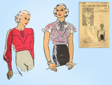 1930s Vintage Butterick Sewing Pattern 5669 Stunning Misses Blouse Size 32 Bust - Vintage4me2